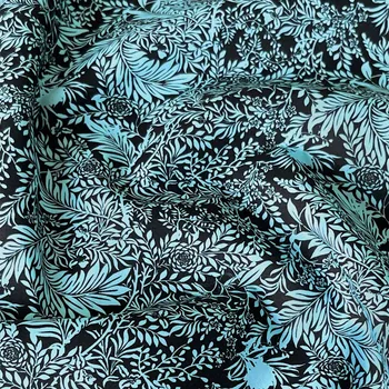 145 см *50 см 60-х годов ретро синие листья весна лето акварель цветочный принт хлопчатобумажная ткань ручной работы одежда высокого класса поплиновая ткань