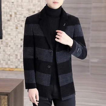 2023 Осенне-зимняя новая ветровка мужская корейская версия трендового шерстяного пальто мужская короткая шерстяная куртка из золотистого соболя для отдыха