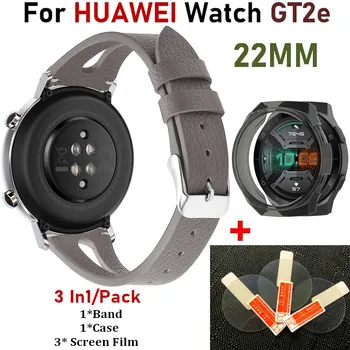 22 мм Кожаные ремешки Ремешок для Huawei watch GT2e Защитная пленка для экрана Рамка Защитные чехлы чехол для Huawei GT 2e ремешок для часов