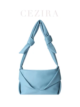 CEZIRA Простые повседневные сумки из искусственной кожи для женщин, минималистичные модные сумки на ремне с узлом, веганские повседневные кошельки подмышками
