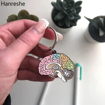 Hanreshe Медицинский брелок с эмалью для мозга, Неврология, Анатомия, Психология, Качественная подвеска, брелок для ключей, ювелирные изделия для врача и медсестры