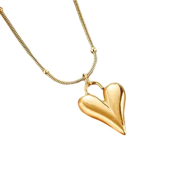 LuxHoney Модное ожерелье-цепочка с простым золотым или посеребренным кулоном в виде сердца любви 2022 года для женщин, для вечеринки в офисе, Дня рождения
