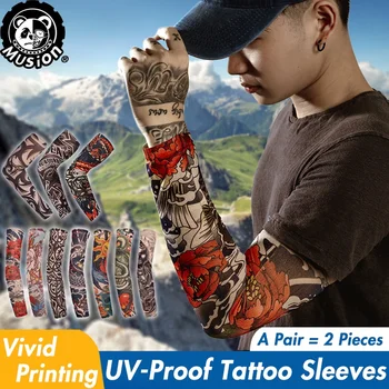 Musion - Tatto Ice Silk нарукавники с защитой от ультрафиолета для рыбалки, мотоцикла, велосипеда, спорта на открытом воздухе, Унисекс 01