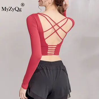 MyZyQg Летний противоударный спортивный бюстгальтер с открытой спиной, женское сексуальное нижнее белье для фитнеса, рубашка для йоги с длинными рукавами