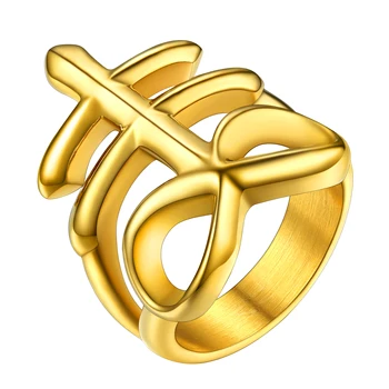 PROSTEEL Мужские кольца с крестом Левиафана в стиле панк из нержавеющей стали/18-каратное позолоченное кольцо, Сатанинские ювелирные изделия, Размер 7-14