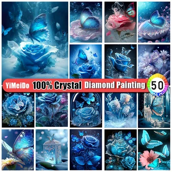 YiMeiDo 100% Набор для рисования с кристалалми и стразами, сумка на молнии с цветами, распродажа алмазной вышивки 