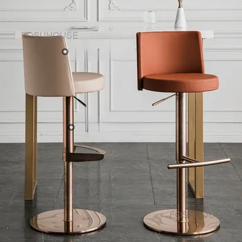 Барный стул Nordic Light с роскошной спинкой, современный Простой Подъемный стул кассира, Маленький Семейный Вращающийся табурет, стулья для бара в отеле