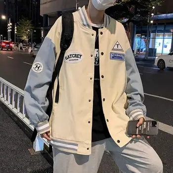 Бейсбольная куртка с буквенным принтом в стиле хип-хоп, мужская уличная одежда, Harajuku, повседневная свободная куртка-бомбер, университетские куртки, унисекс, мода
