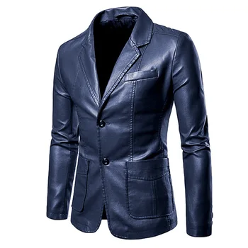 Весенне-осенняя мужская мотоциклетная кожаная куртка, повседневная верхняя одежда из однотонной искусственной кожи с лацканами, Модная мужская уличная одежда, мотоциклетные пальто