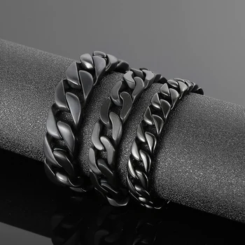 Выберите мужской браслет с вакуумным покрытием из нержавеющей стали, черный браслет в стиле хип-хоп, модный браслет из титановой стали