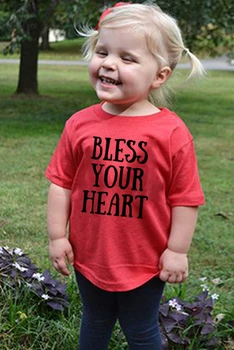 Детские футболки Bless Your Heart, унисекс, молодежные рубашки с коротким рукавом, повседневная детская футболка, забавная летняя одежда, футболки, топы