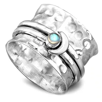 Женское поворотное кольцо из циркония с рисунком Луны в винтажном стиле для подарков