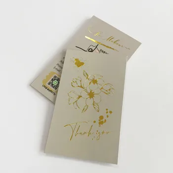 Изготовленный на заказ логотип с тиснением золотой фольгой, 400 г Красочной бумаги, благодарственная открытка за покупки