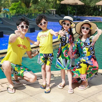 Комплект семейной одежды, летние пляжные платья для мамы и дочки, подходящие для семейного отдыха хлопковые футболки, подходящие для пары наряды