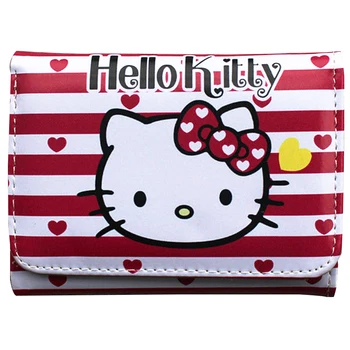 короткий женский корейский кошелек с рисунком Hello kitty kawaii 11,5 см * 8,5 см, милый женский кошелек с рисунком, держатель для карт, магнитная пряжка