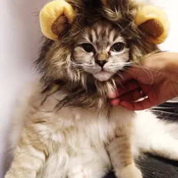 Костюм Льва, парик, аксессуары для кошек, милая забавная грива для декора собак мелких и средних размеров