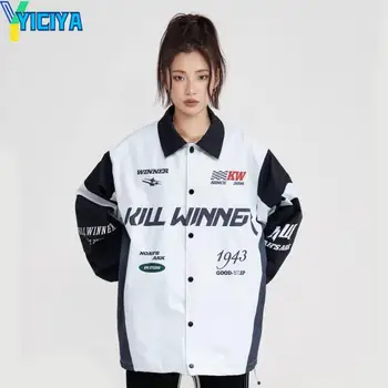Куртка YICIYA, бомбер, женская новая верхняя одежда с принтом y2k, унисекс, университетские куртки, гоночная бейсбольная куртка американского размера оверсайз, выполнен дизайн