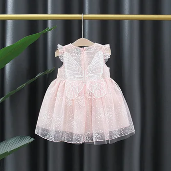 Летнее платье для новорожденных девочек, милые платья с крыльями бабочки для девочек, платья для вечеринки на день рождения от 1 года, одежда для малышей