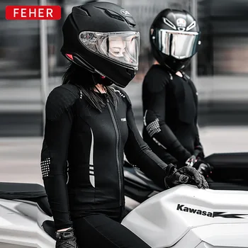 Летняя мотоциклетная куртка, Дышащая Женская куртка для мотогонок, Пригодная для носки Защитная одежда для езды на мотоцикле и байкерах с прокладками