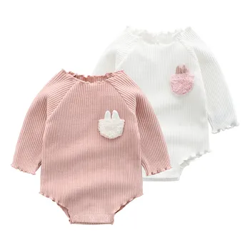 Милые боди для новорожденных девочек с кроличьим карманом, комбинезоны для девочек с длинным рукавом, топы для девочек Bebe, хлопковая одежда