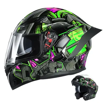 Мотоциклетный шлем BSDDP, откидывающиеся шлемы для мотокросса, полнолицевой шлем Casco Moto, Вместительный мотоциклетный шлем для езды на мотоцикле с двойными линзами