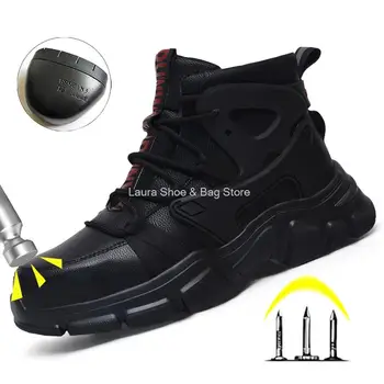 Мужская защитная обувь из микрофибры 2022, Новая обувь со стальным носком, удобные мужские защитные ботинки, мужские рабочие защитные ботинки, кроссовки, Зима