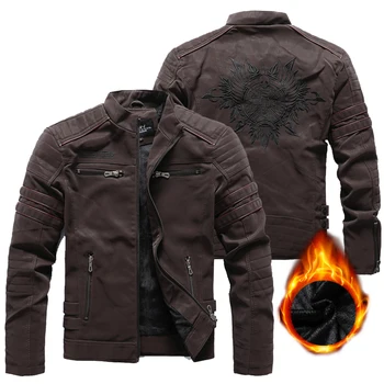 Мужская куртка из искусственной кожи, винтажные мотоциклетные кожаные куртки из искусственной кожи, весенне-осенняя мужская одежда, байкерское повседневное пальто