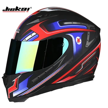 Мужской мотоциклетный шлем Jiekai, гоночная маска в комплекте, capacete, теплый шарф