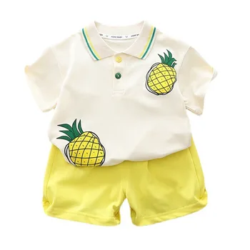 Новая летняя одежда для маленьких девочек, модная футболка для мальчиков, Шорты, 2 шт./компл., одежда для малышей, повседневный костюм для младенцев, детские спортивные костюмы