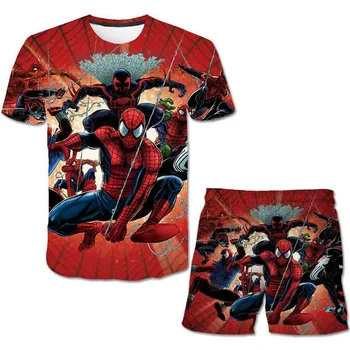 Новая одежда Marvel для маленьких девочек, Летняя короткая футболка Marvel Disney, Шорты, Комплекты из 2 предметов, Повседневные спортивные костюмы