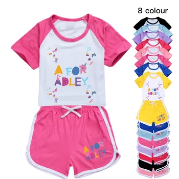 Новый комплект летней одежды для девочек и мальчиков A for Adley Kids Спортивная футболка + брюки, комплект из 2 предметов, детская одежда, удобные наряды, Пижамы