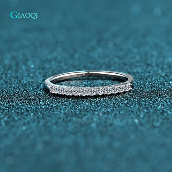 Обручальное кольцо GIAOQI из белого золота 9K Pt950 с микро-блестящим натуральным бриллиантом и муассанитом D-цвета для женщин