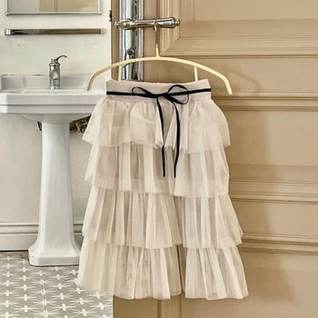 Однотонная юбка для торта HoneyCherry для девочек, детская сетчатая юбка-пачка в пол-тела