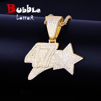 Ожерелье и подвески в виде звездочек золотого цвета с кубическим цирконием, мужские ювелирные изделия в стиле хип-хоп