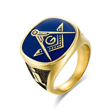 Панк-синие кольца на палец из титановой стали Freemasons Masonic AG для мужчин, ювелирные изделия в стиле Рок, Размер 8-11
