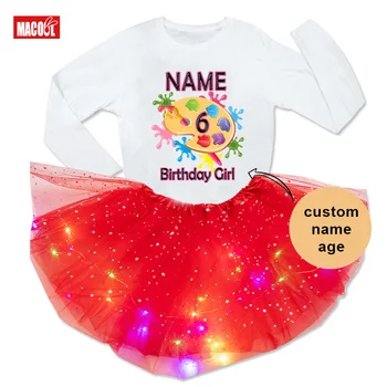Платья для детей, девочек, Радужное платье для рисования, одежда для маленьких девочек, платья на день рождения для девочек, праздничное платье принцессы для вечеринки