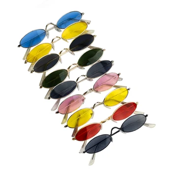 Ретро Маленькие Овальные Солнцезащитные очки Женские Винтажные Брендовые оттенки Черный Красный Металлический Цвет Солнцезащитные очки Модный Дизайн Аксессуары для очков