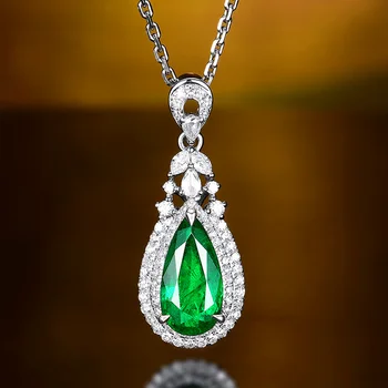 Роскошное женское ожерелье с подвеской в виде капли воды Серебряного цвета, цепочки, Очаровательные свадебные ожерелья из зеленого камня для женщин