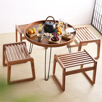 современный стол для барбекю на открытом воздухе, деревянный круглый столик, журнальные столики для дома, Складной переносной стол, уличная мебель Z