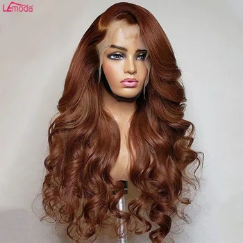 Шоколадно-коричневые парики HD Кружевные передние парики из человеческих волос Объемная волна 13x4 Кружевные Передние Парики для женщин 4 Бразильских Реми
